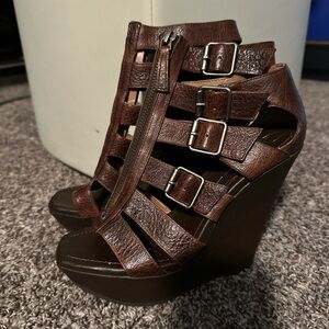 Jessica Simpson Dark Brown Wedge Sandals